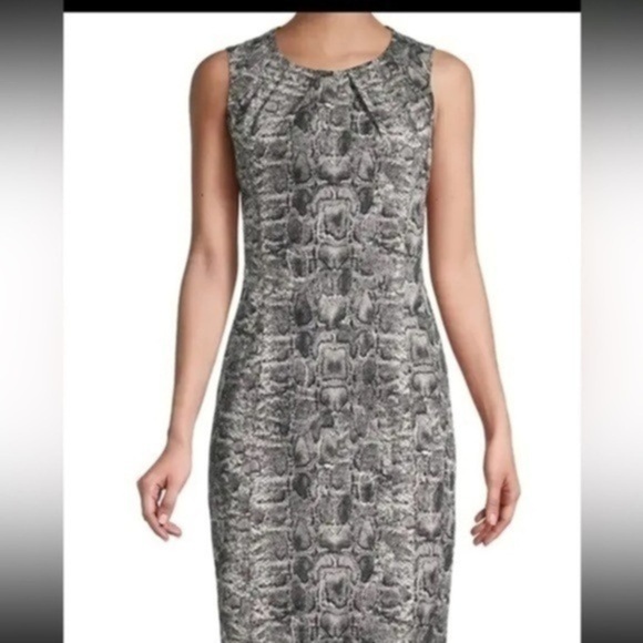 $498 KOBI HALPERIN Sz2 BEATRICE PYTHON-PRINT SLEEVELESS SHEATH DRESS - Picture 1 of 11